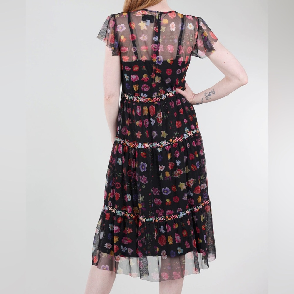 Johnny Was Black A-line Midi Dress with Flutter Sleeves - Picture 4 of 7